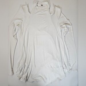 Free People Dress‎ Womens Large White Cold Shoulder Turtleneck Flowy Minimalist